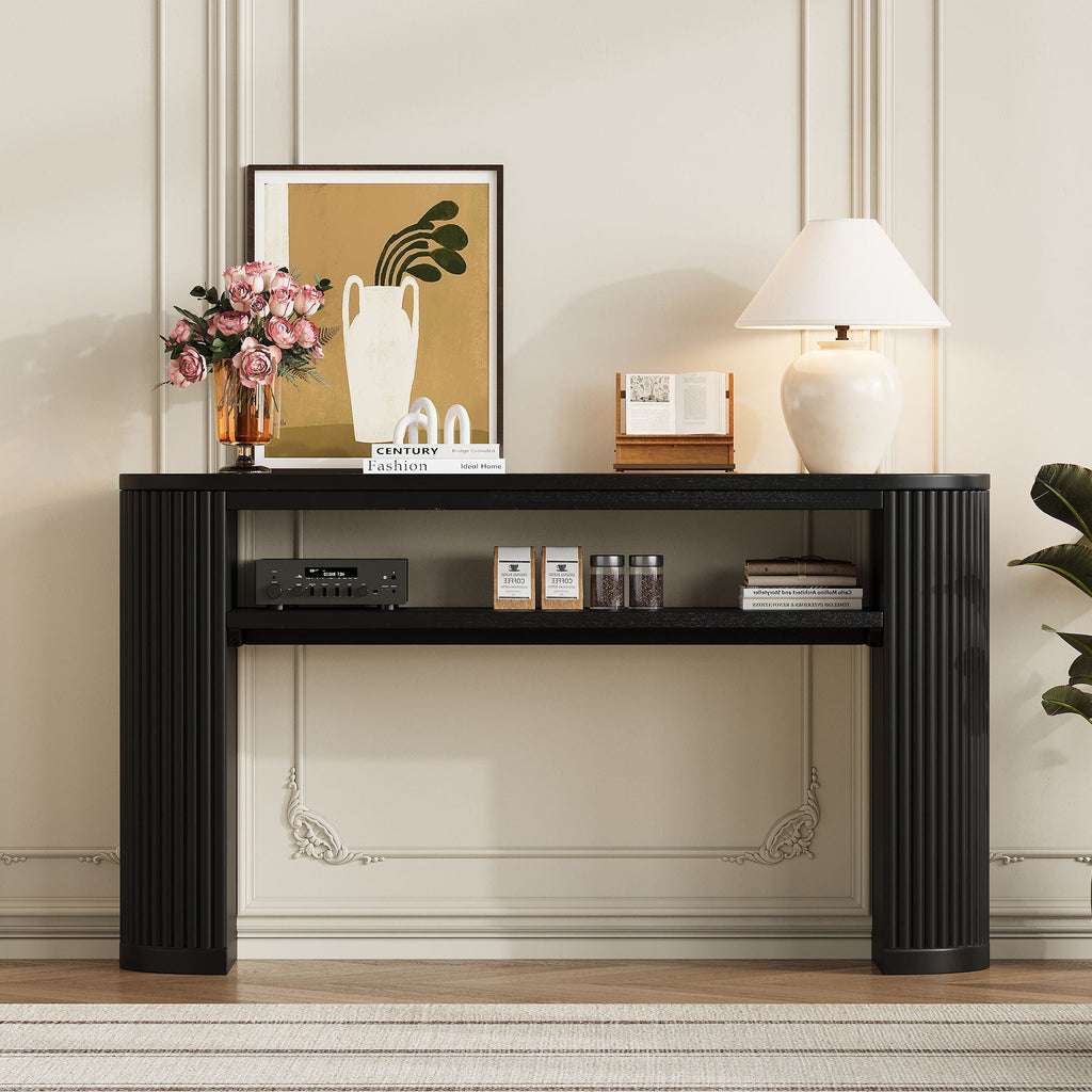 Console Table With Fluted Legs, Open Shelf by Unique Piece Furniture