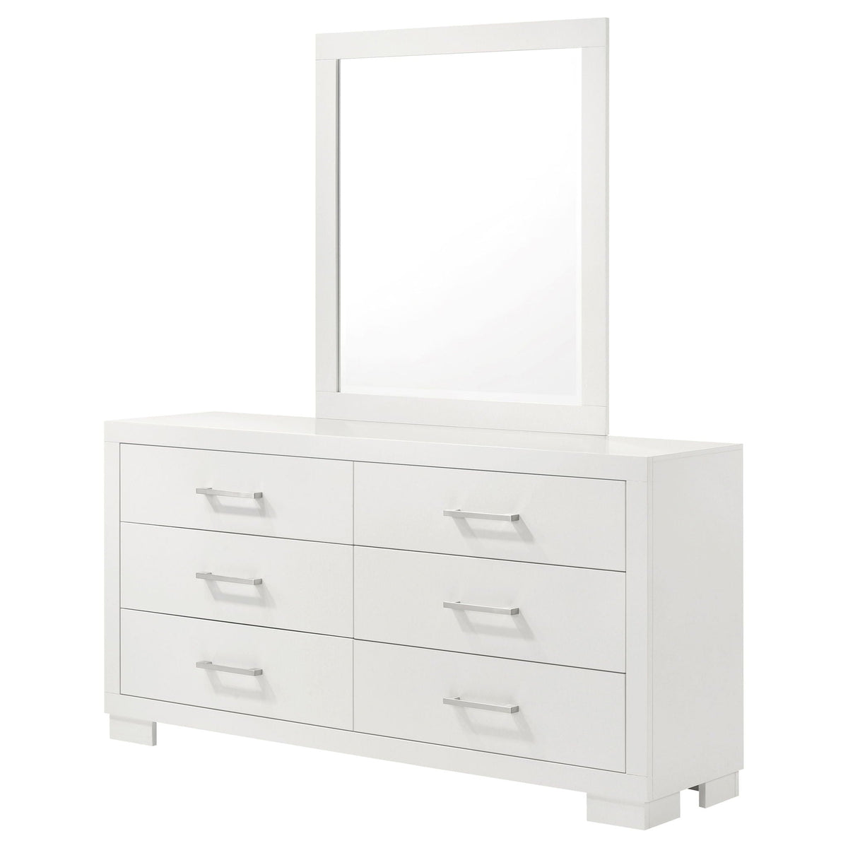 Jessica 6-drawer Dresser with Mirror Snow White by Unique Piece Furniture