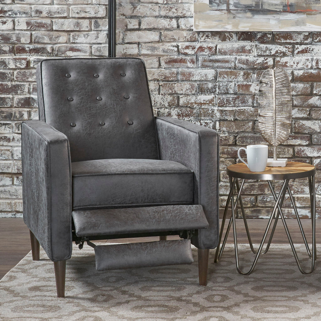 Macedonia - Button Tufted Fabric Recliner - Slate by Unique Piece Furniture