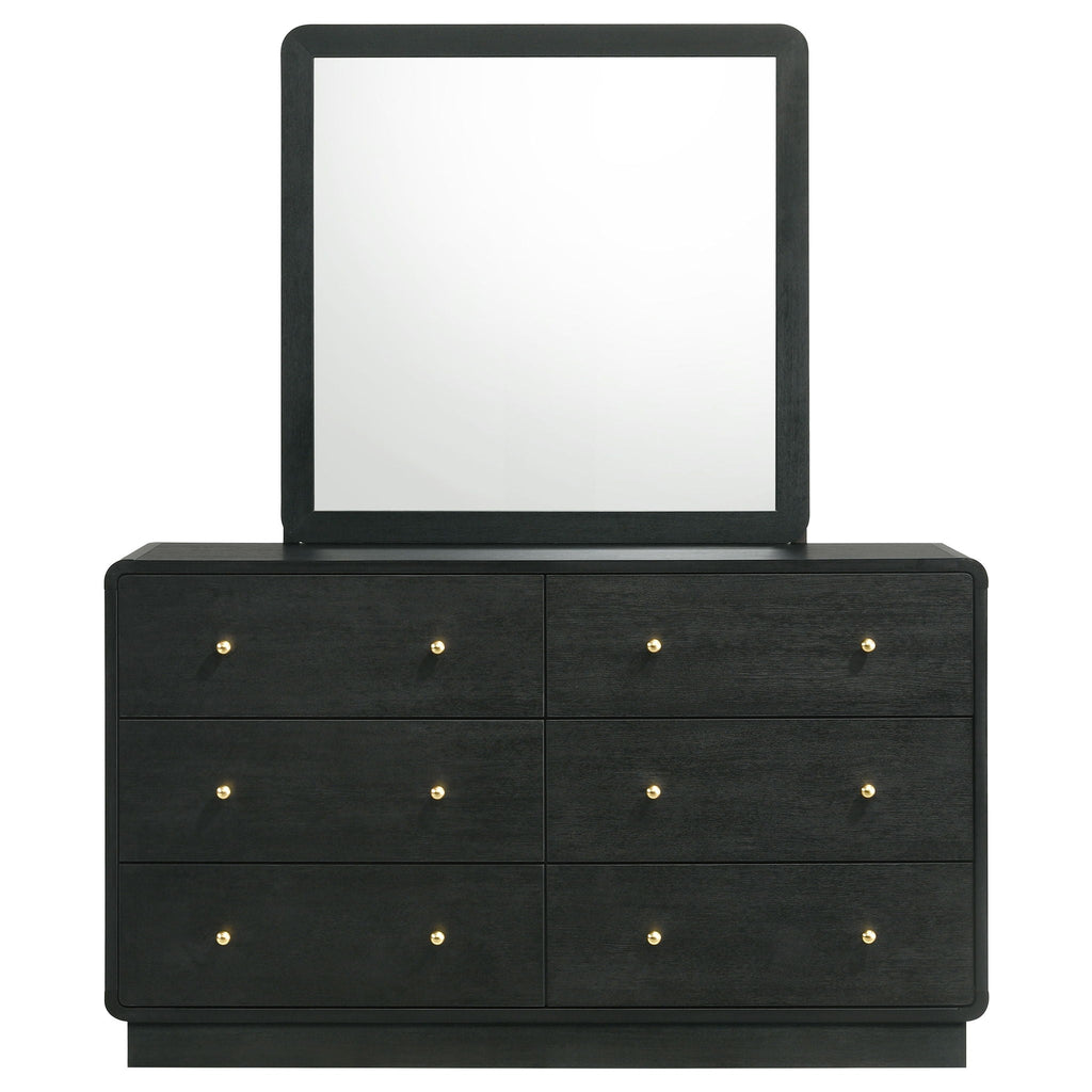 Cavelle 6-drawer Dresser and Mirror Black by Unique Piece Furniture