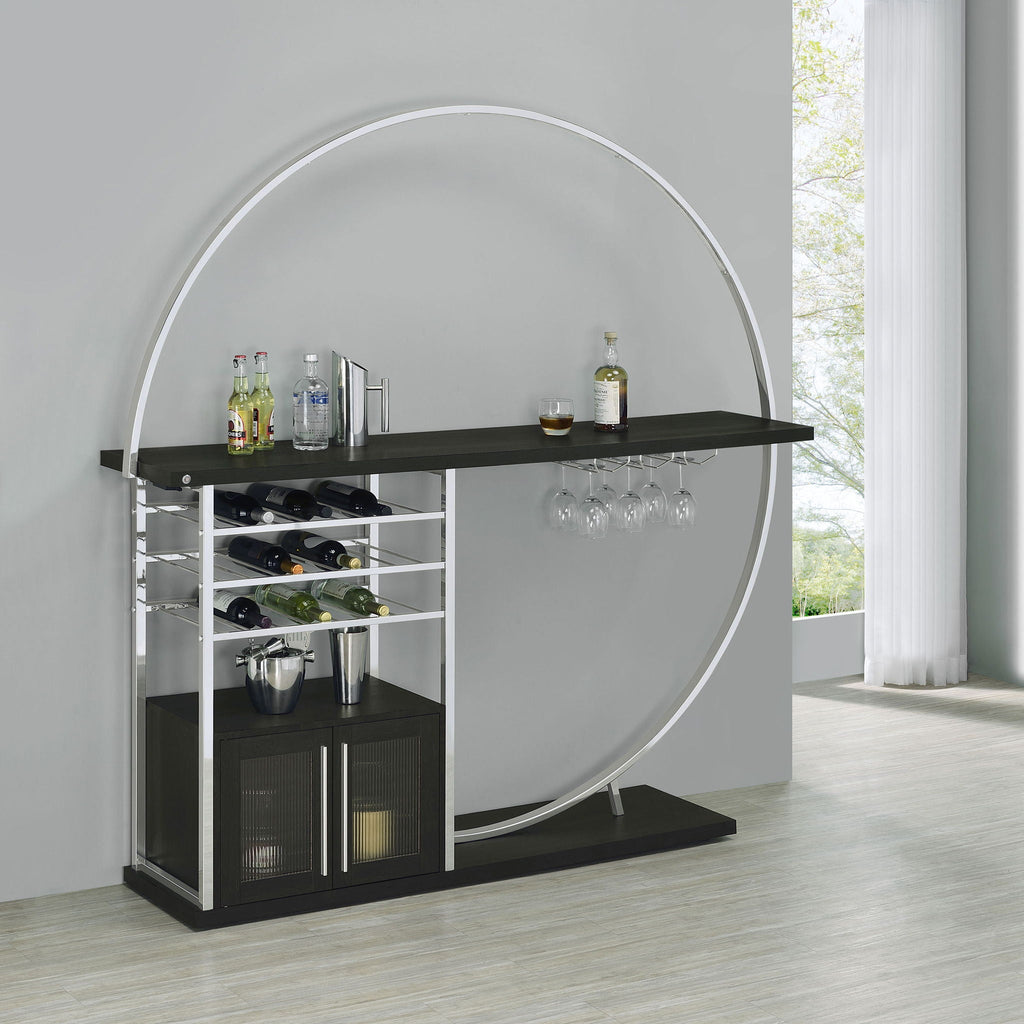 Risley 2-door Circular LED Wine Cabinet Dark Charcoal by Unique Piece Furniture