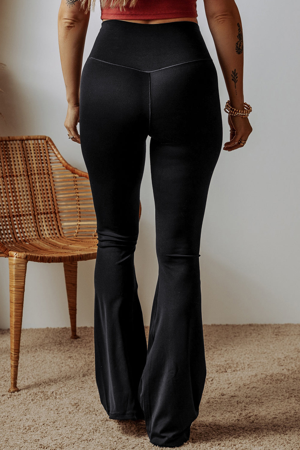 Black V Shape High Waist Flared Leggings by Dear-Lover Dropshipping