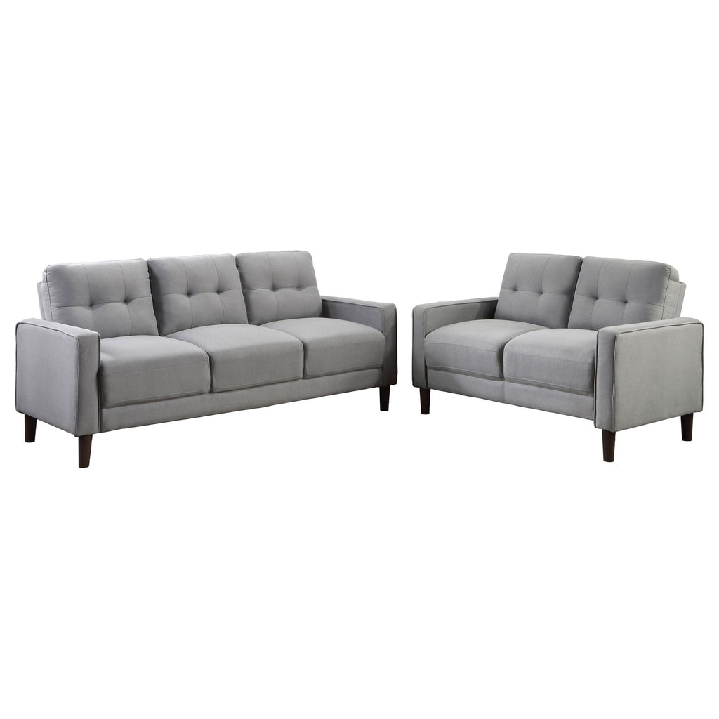 Bowen 2-piece Upholstered Track Arm Tufted Sofa Set Grey by Unique Piece Furniture