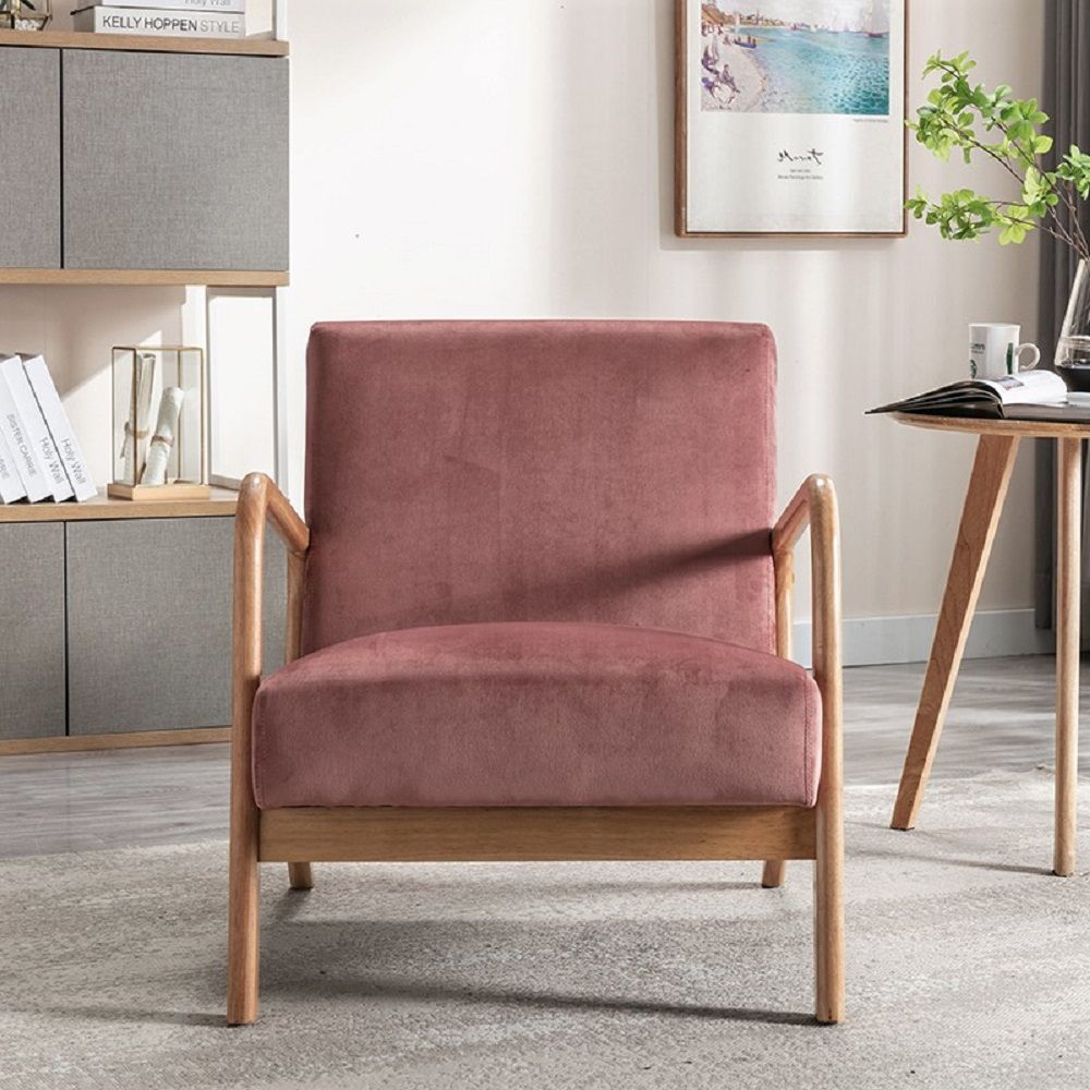 Classic Mid-Century Modern Accent Chairs, Open Framed Armchair With Cushioning by Unique Piece Furniture