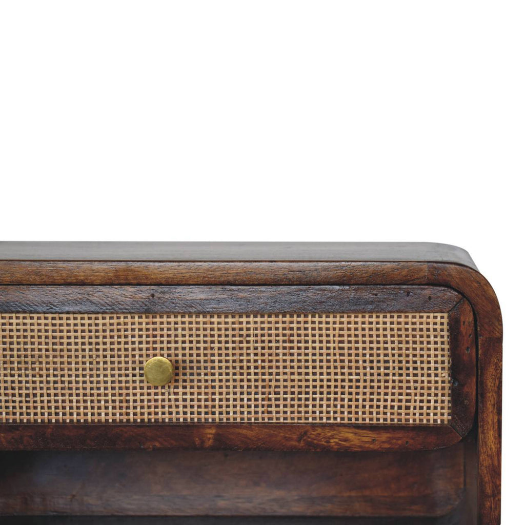 Wall Mounted Open Woven Bedside Table - Chestnut by Unique Piece Furniture