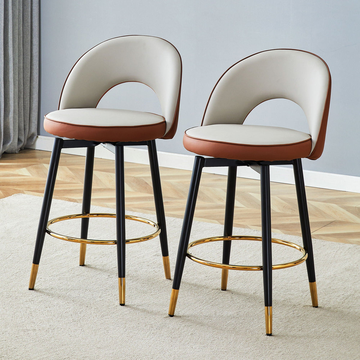 Upholstered Rotatable Bar Chair With Metal Legs For Dining Room by Unique Piece Furniture