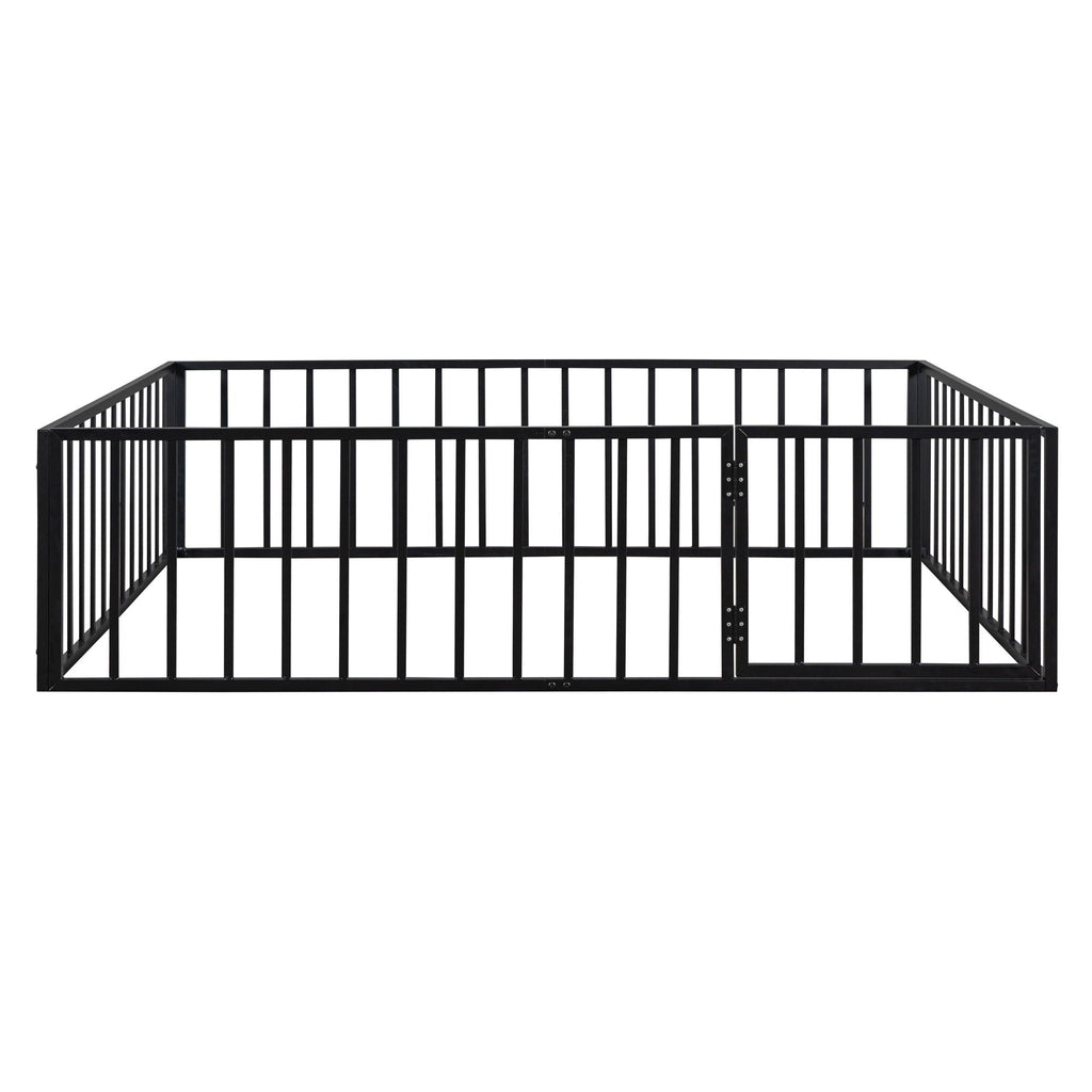 Metal Floor Bed Frame With Fence And Door by Unique Piece Furniture