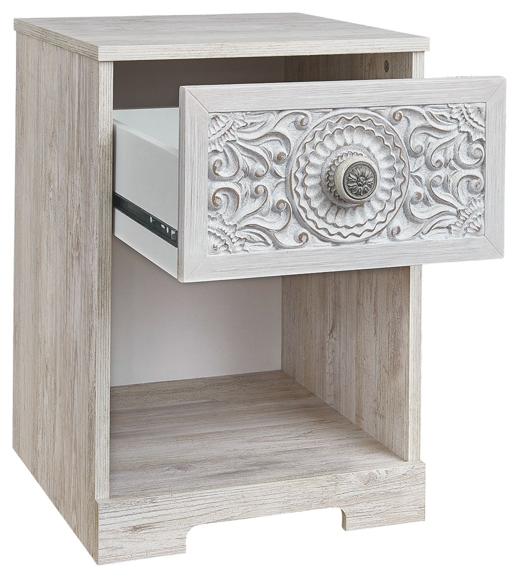 Paxberry - One Drawer Night Stand - Whitewash by Unique Piece Furniture