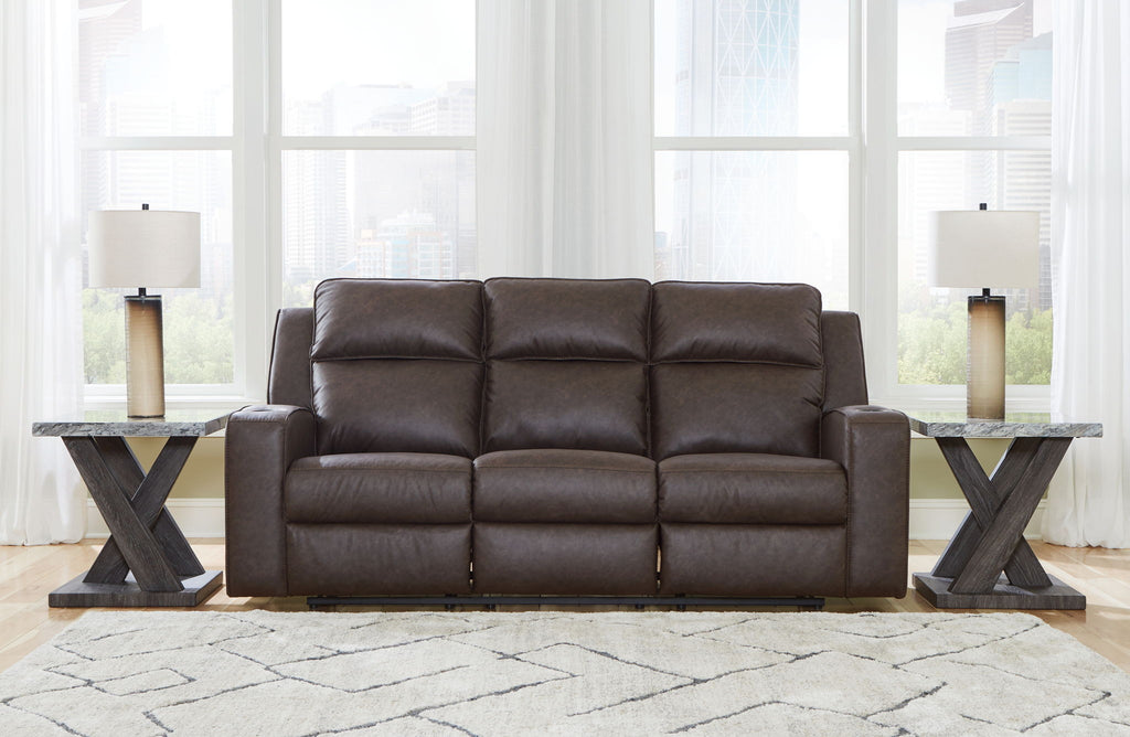 Lavenhorne - Rec Sofa W/Drop Down Table - Granite by Unique Piece Furniture