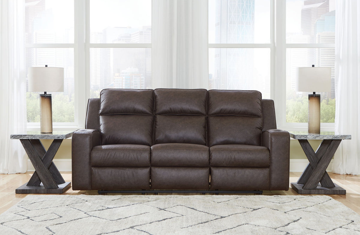Lavenhorne - Rec Sofa W/Drop Down Table - Granite by Unique Piece Furniture