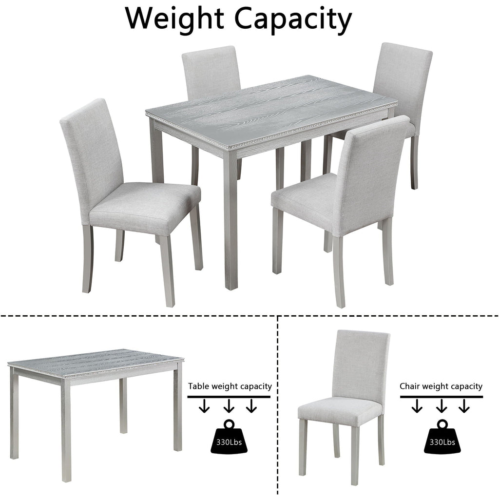Dining Table Set With Crystal Decoration And Upholstered Chairs by Unique Piece Furniture