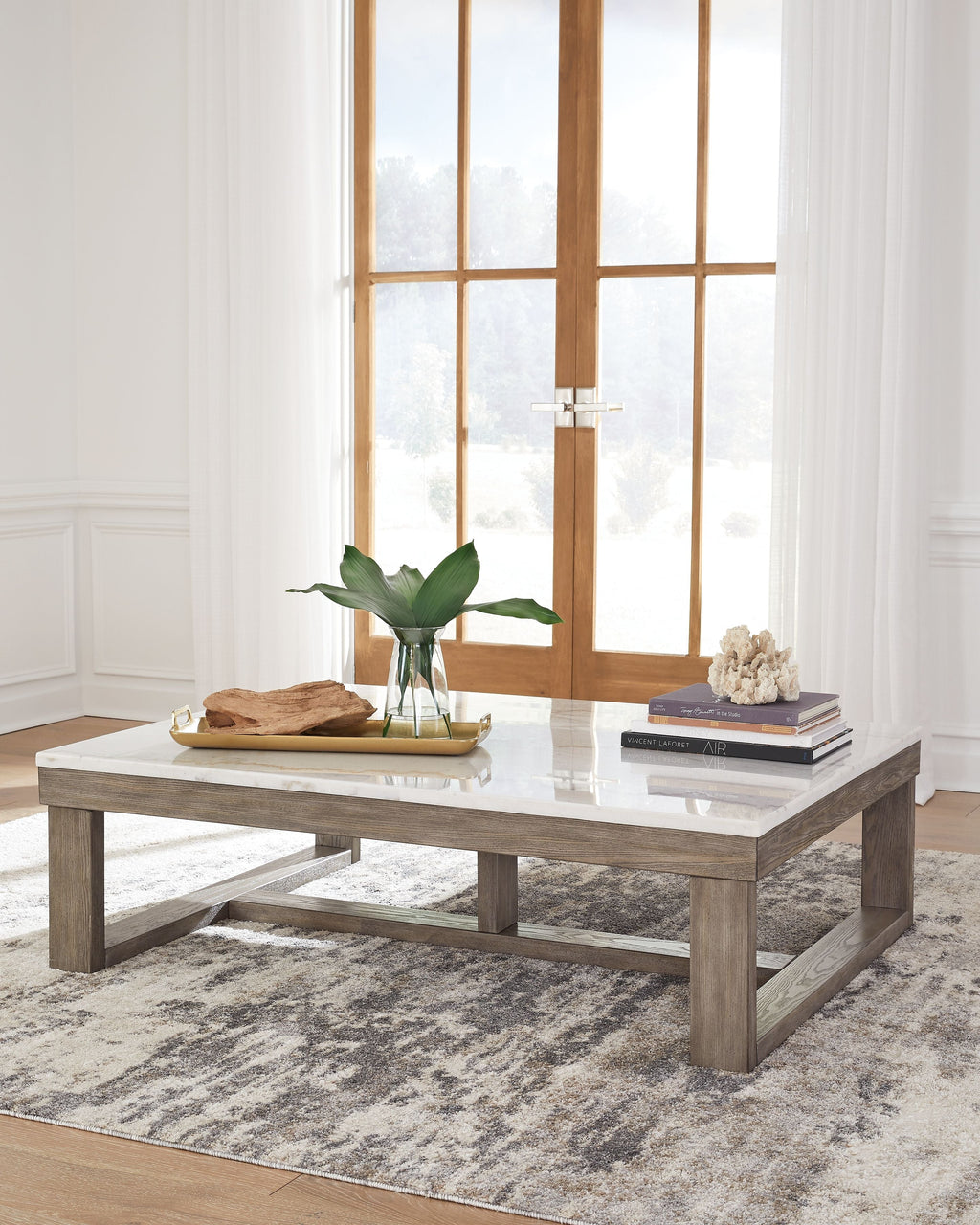 Loyaska - Rectangular Cocktail Table - Brown / Ivory by Unique Piece Furniture