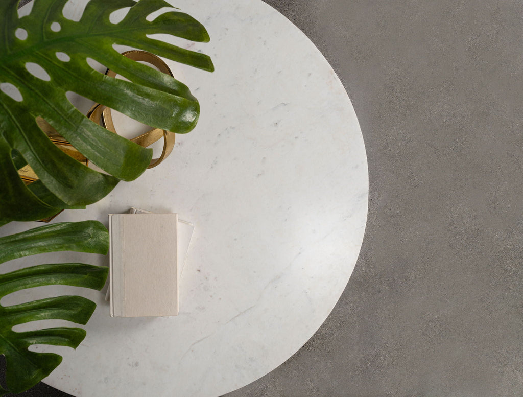 Astoria Round Genuine Marble Side End Table White by Unique Piece Furniture