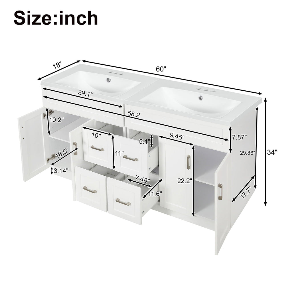 Bathroom Vanity With 2 Doors, 2 Drawers, Adjustable Shelf, Hidden Slides & Soft Close Hinges by Unique Piece Furniture