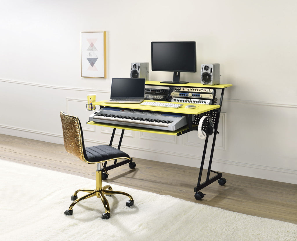 Suitor - Music Recording Studio Desk - Black / Yellow by Unique Piece Furniture