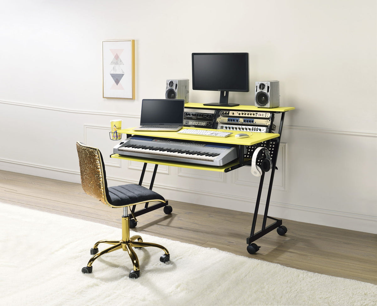 Suitor - Music Recording Studio Desk - Black / Yellow by Unique Piece Furniture