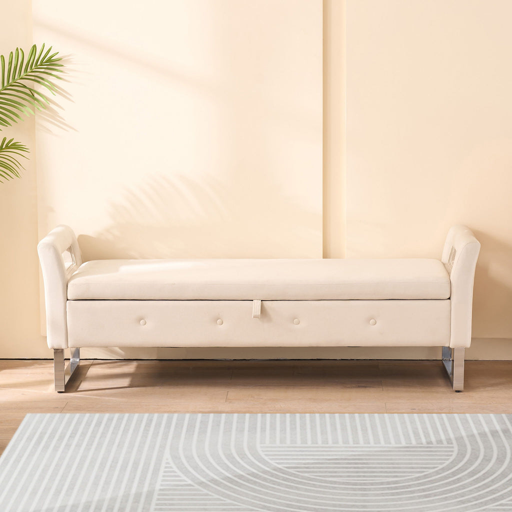 Wide Storage Soft Ottoman Bench With Armrests by Unique Piece Furniture