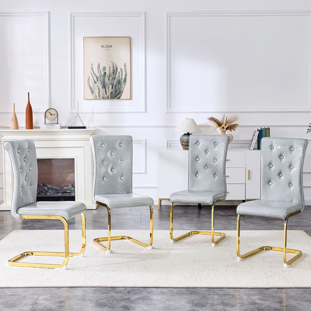 Elegant Design Alligator Skin Upholstered Dining Chairs by Unique Piece Furniture