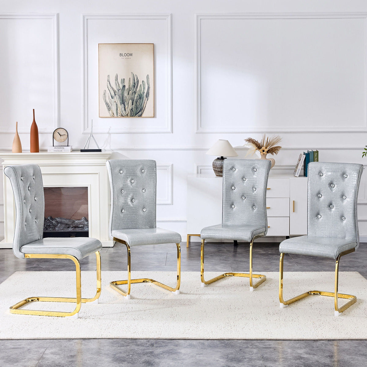 Elegant Design Alligator Skin Upholstered Dining Chairs by Unique Piece Furniture