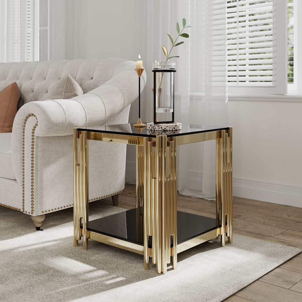 Square End Table With Tempered Glass Top For Living Room by Unique Piece Furniture