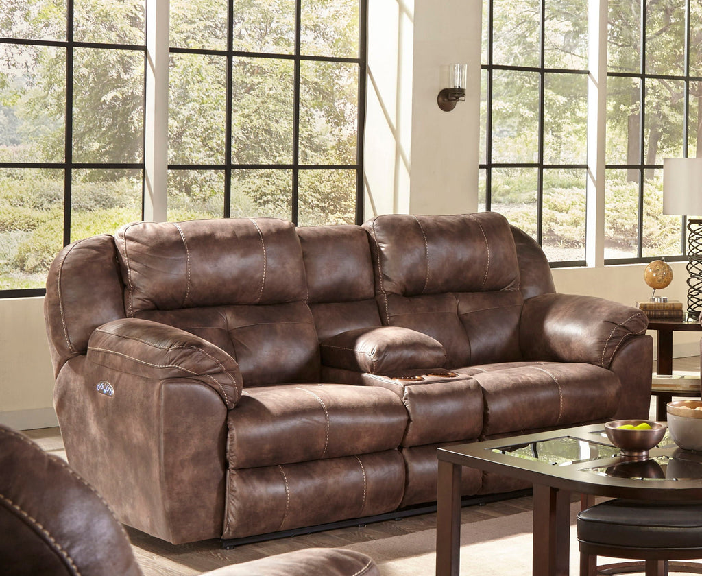 Ferrington - Power Lay Flat Reclining Console Loveseat with Power Adjustable Headrest by Unique Piece Furniture