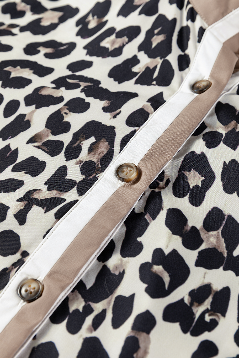 Multicolour Leopard Print Contrast Patchwork Cuffs Button Collared Top by Wild and Free Boutique