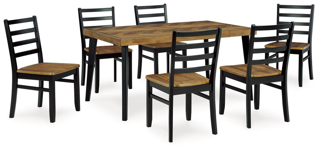 Blondon - Rectangular Drm Table Set (Set of 7) - Brown / Black by Unique Piece Furniture