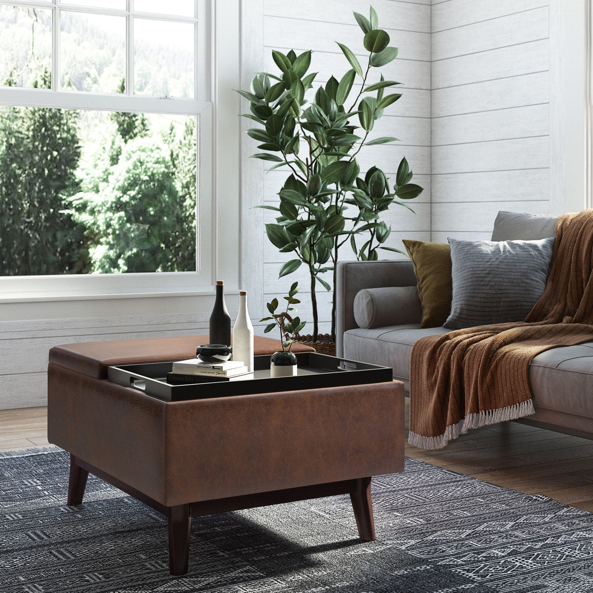 Owen - Tray Top Small Coffee Table Upholstered Storage Ottoman by Unique Piece Furniture