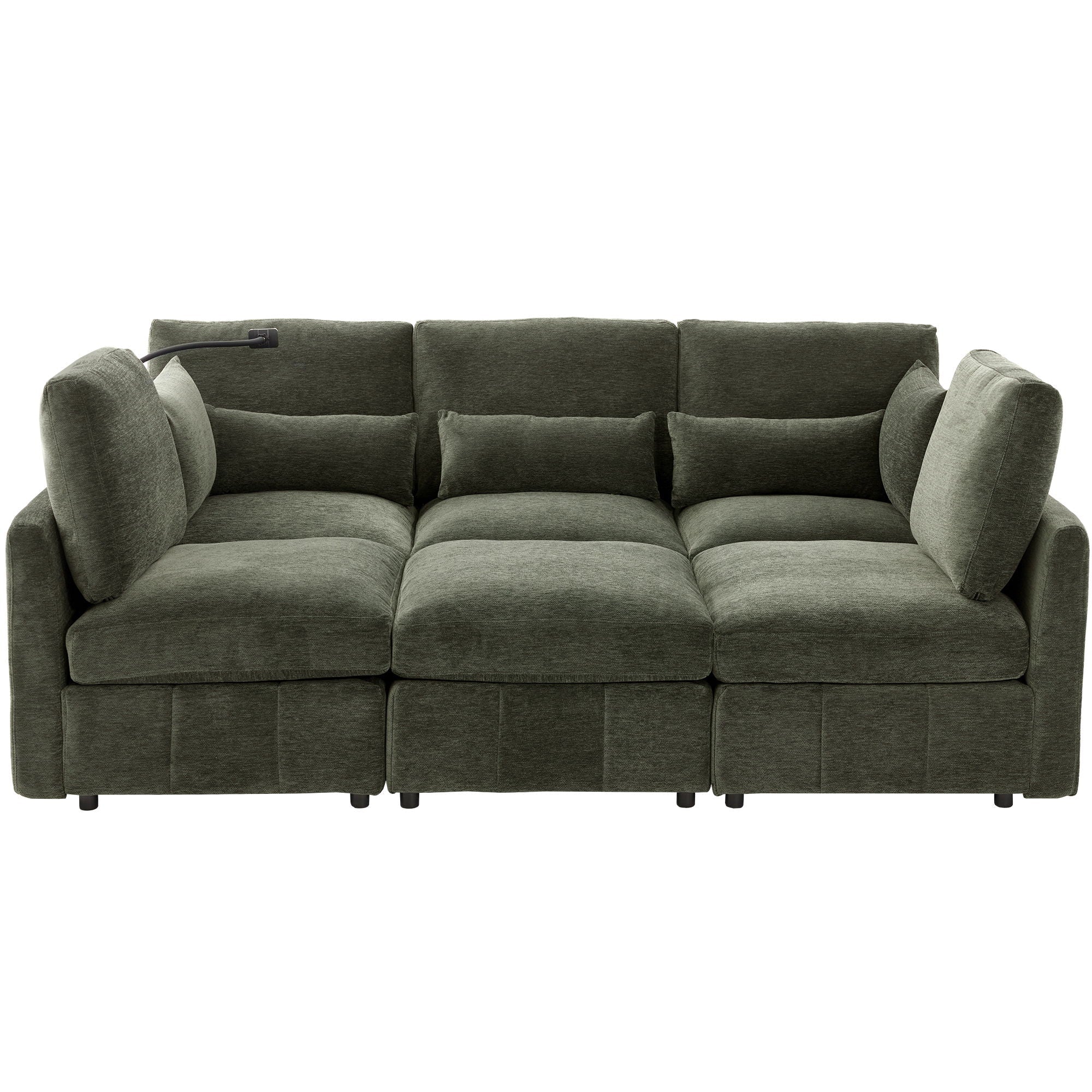 Modern Modular U-Shaped Sofa Bed With Movable Ottoman, USB Ports, Phone Holder by Unique Piece Furniture