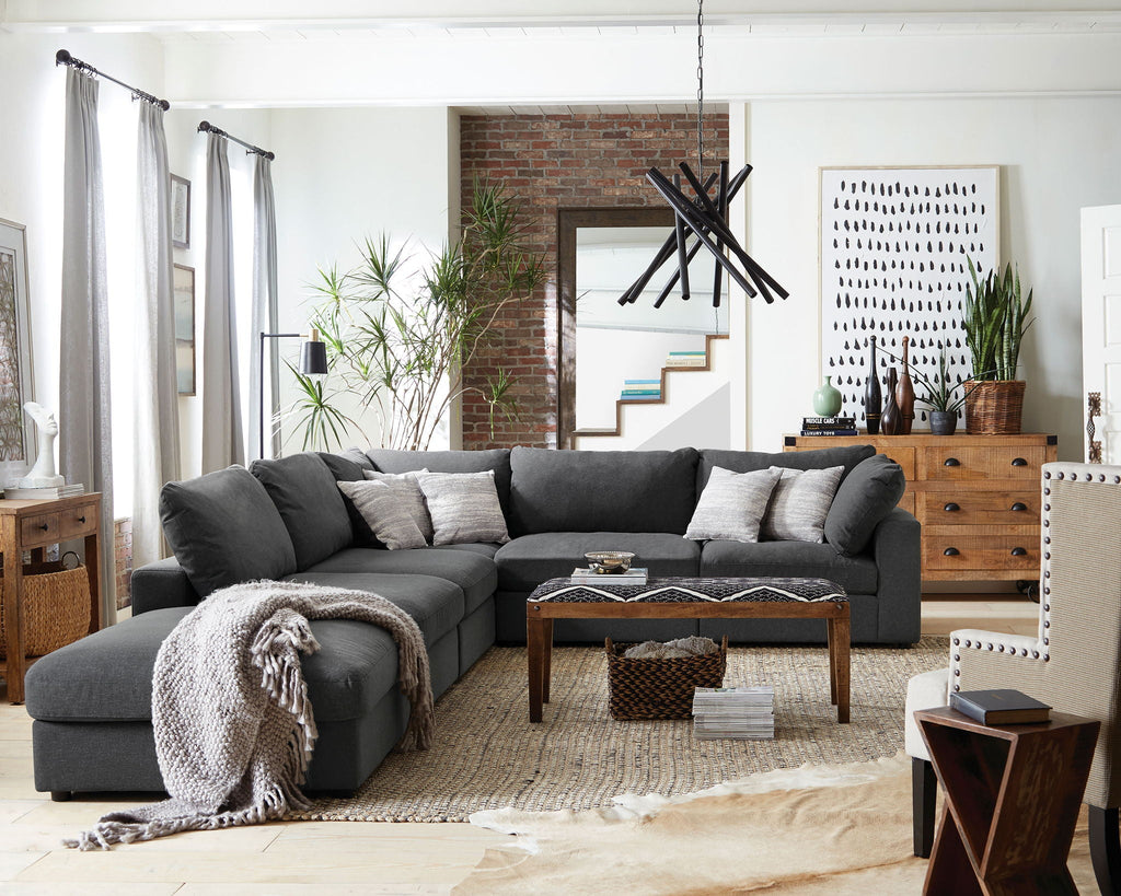 Serene Square Upholstered Ottoman Charcoal by Unique Piece Furniture