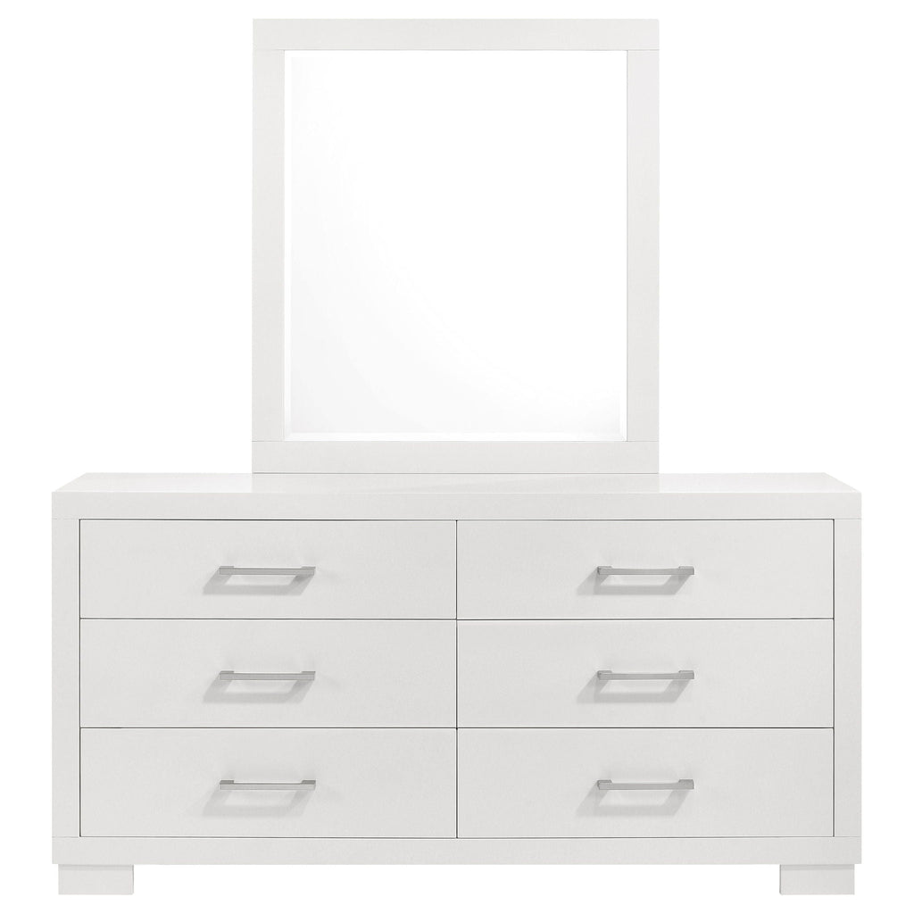 Jessica 6-drawer Dresser with Mirror Snow White by Unique Piece Furniture