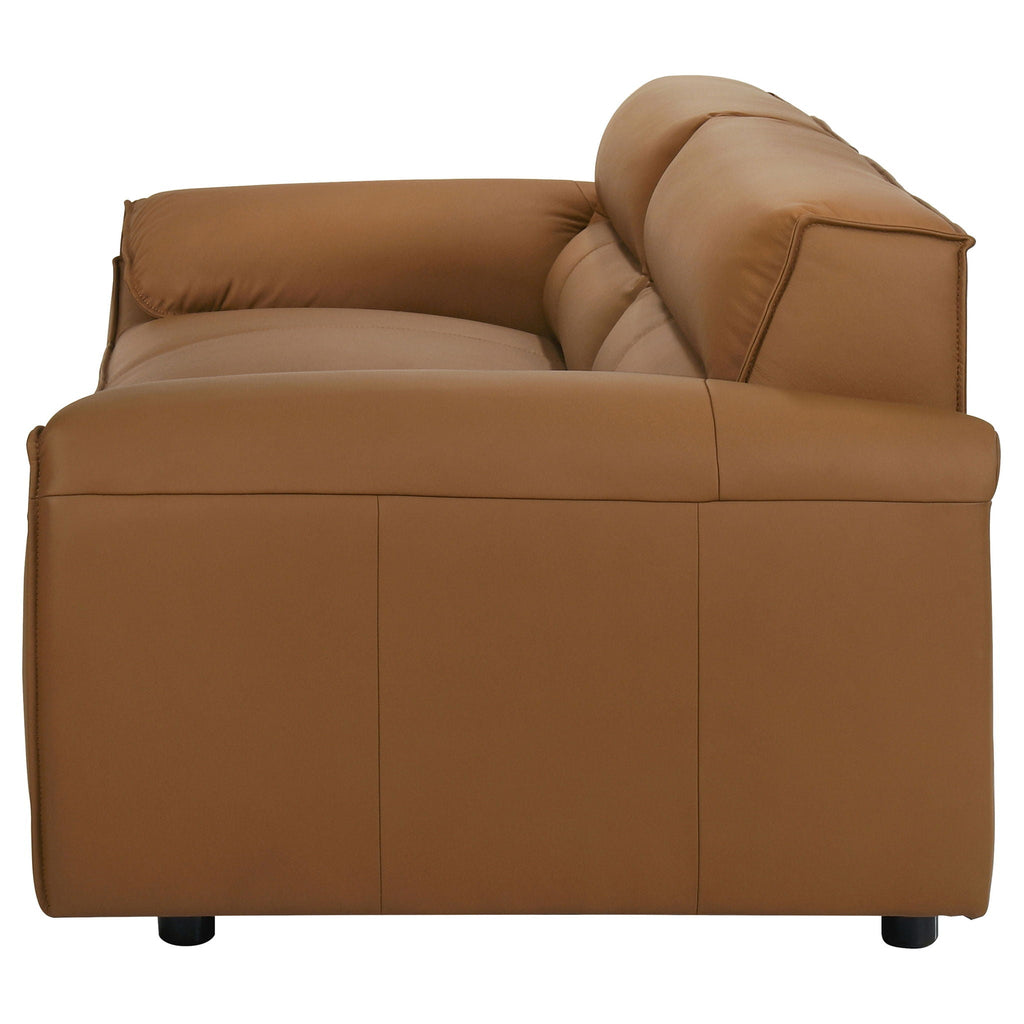 Buxton Top Grain Leather Upholstered Sofa Orange by Unique Piece Furniture