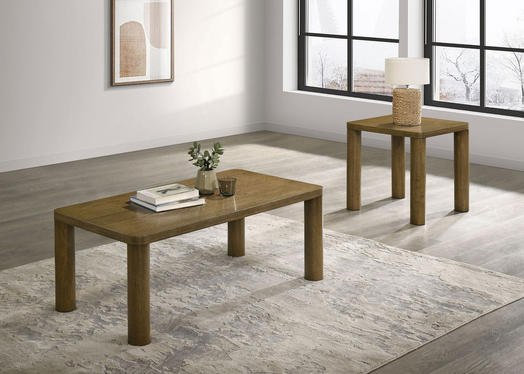 Castlewood 2-piece Cocktail Coffee Table Set Brown Oak by Unique Piece Furniture