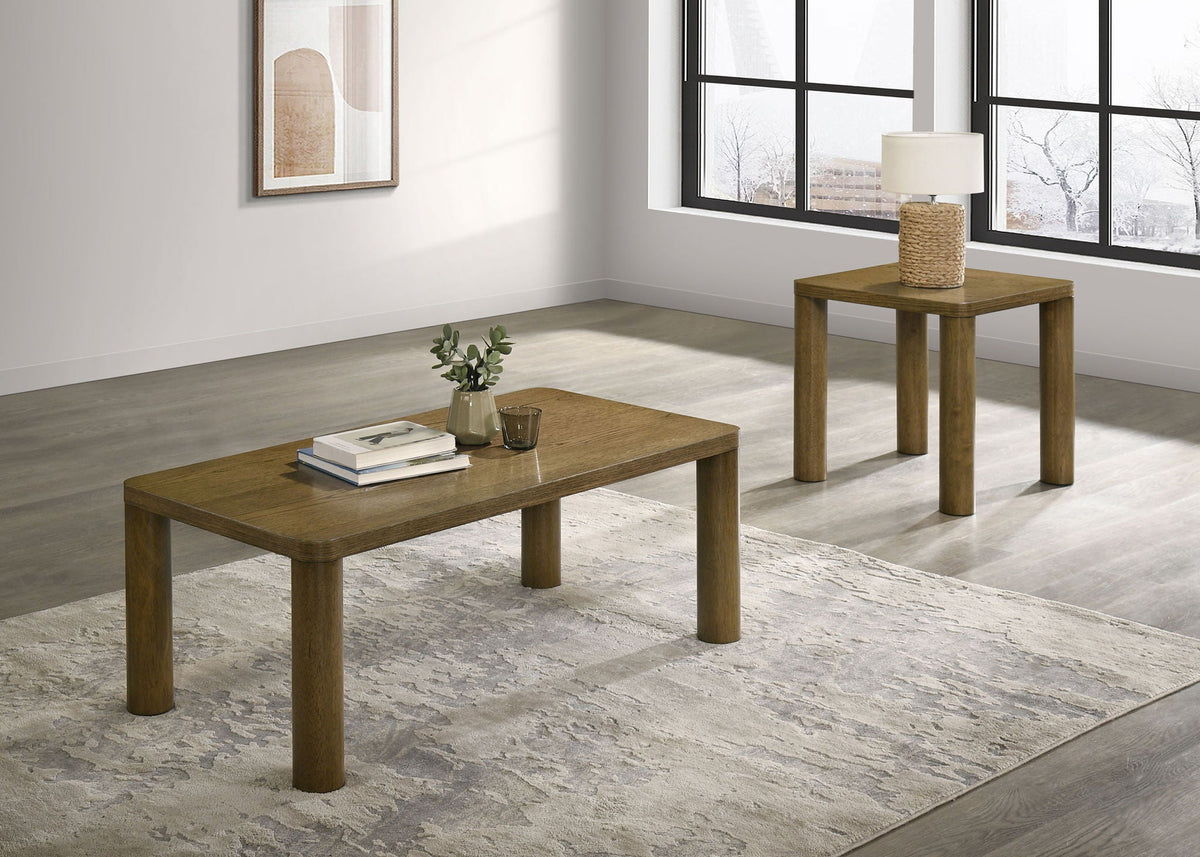 Castlewood 2-piece Cocktail Coffee Table Set Brown Oak by Unique Piece Furniture