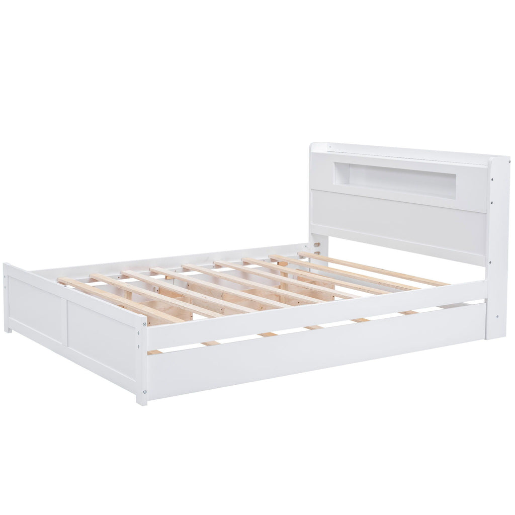 Storage Platform Bed With LED Lights, 2 Drawers And Trundle by Unique Piece Furniture