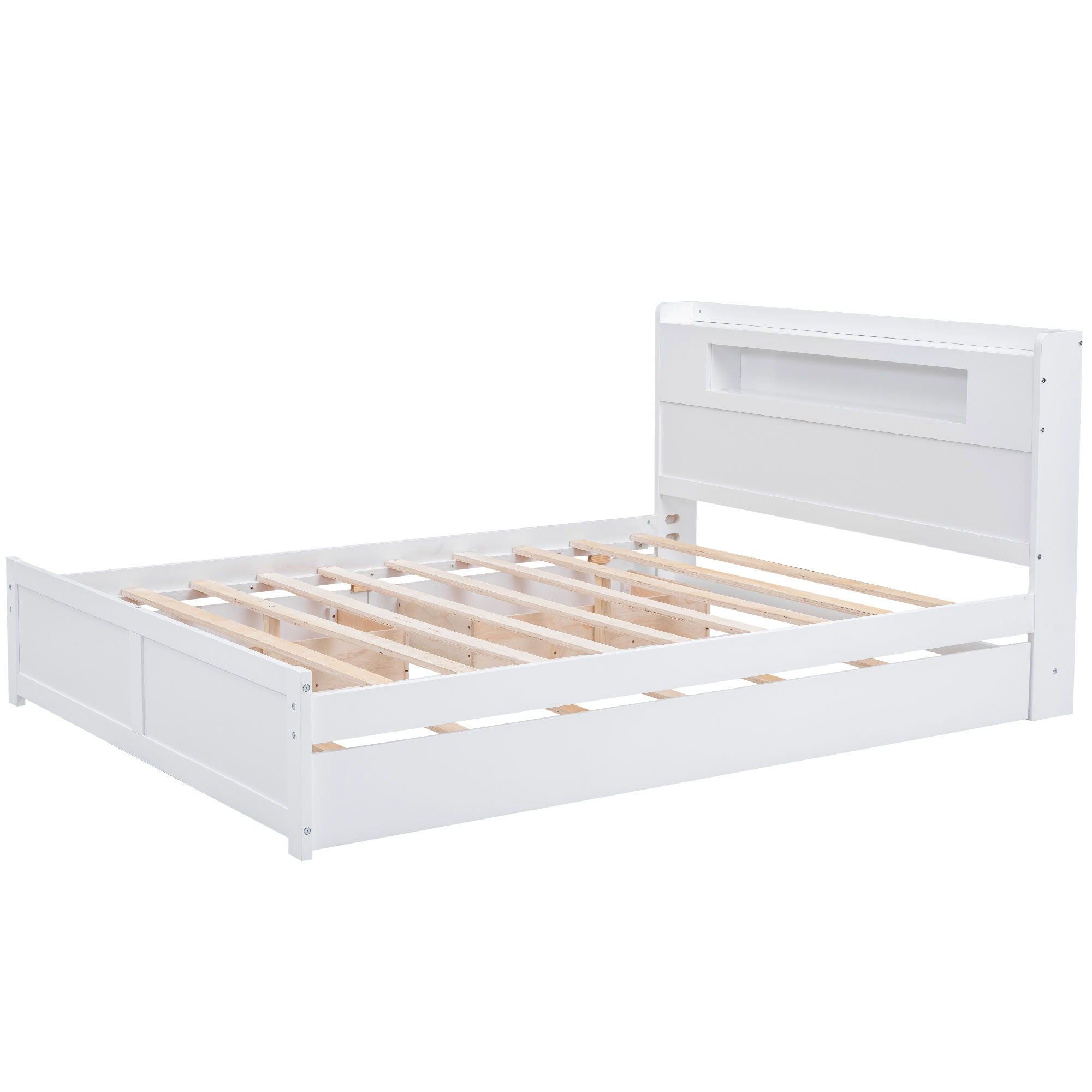 Storage Platform Bed With LED Lights, 2 Drawers And Trundle by Unique Piece Furniture