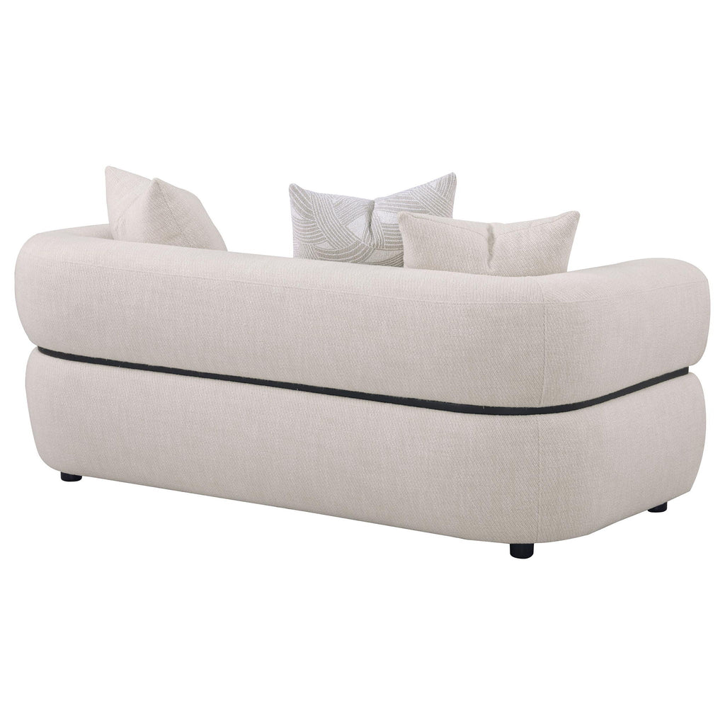Jeanette 73-inch Fabric Upholstered Round Arm Loveseat Beige by Unique Piece Furniture