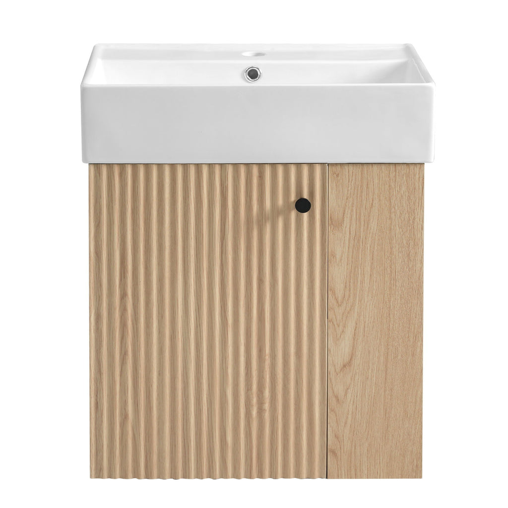 Modern Floating Bathroom Vanity With Ceramic Basin Perfect For Small Bathrooms by Unique Piece Furniture