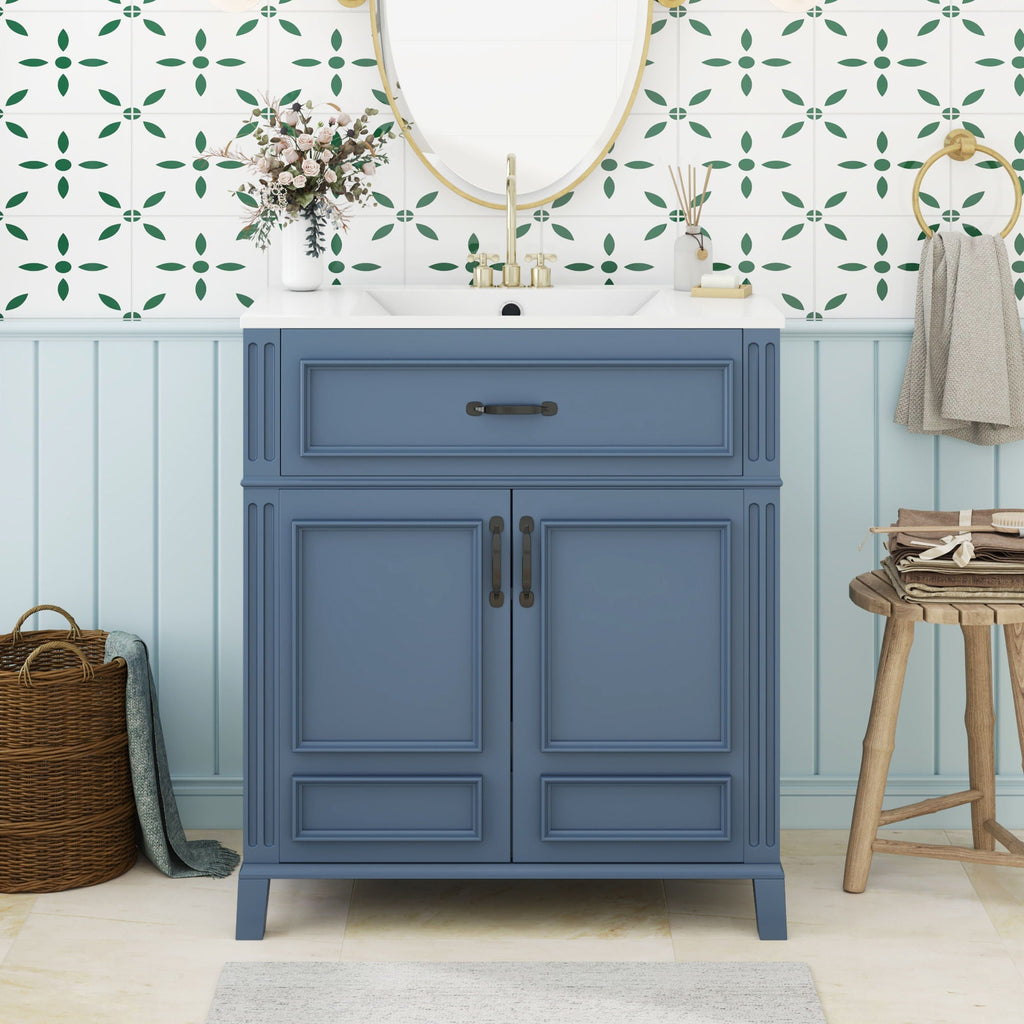 Bathroom Vanity With Sink Storage Cabinet - Blue by Unique Piece Furniture