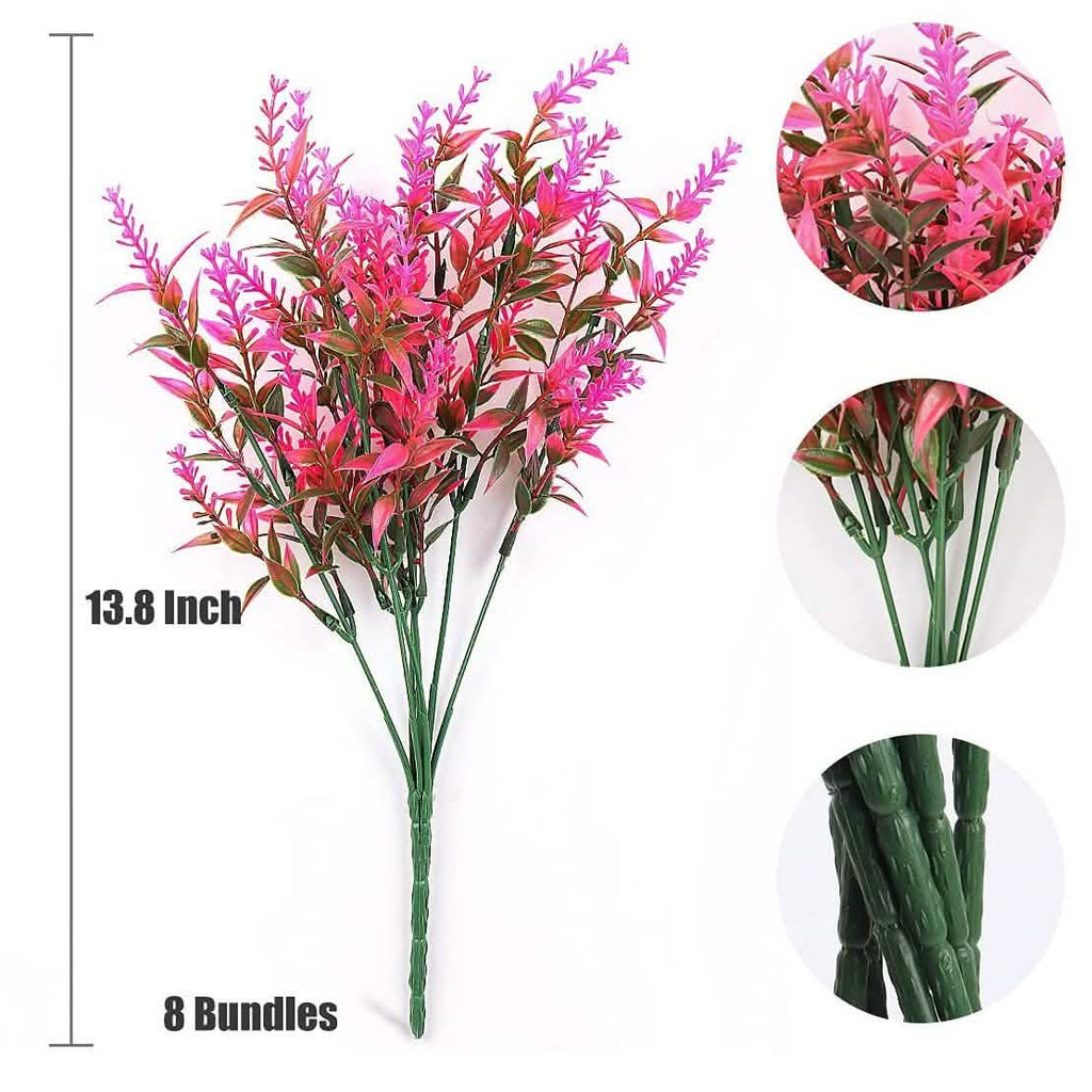 8 Bundles Artificial Lavender Plastic Flower Decorations by DailySale