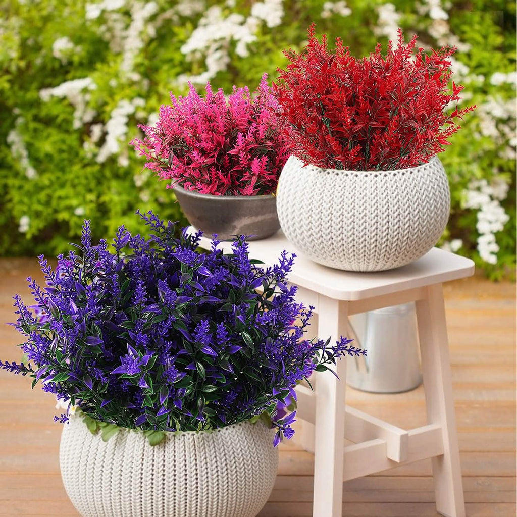 8 Bundles Artificial Lavender Plastic Flower Decorations by DailySale
