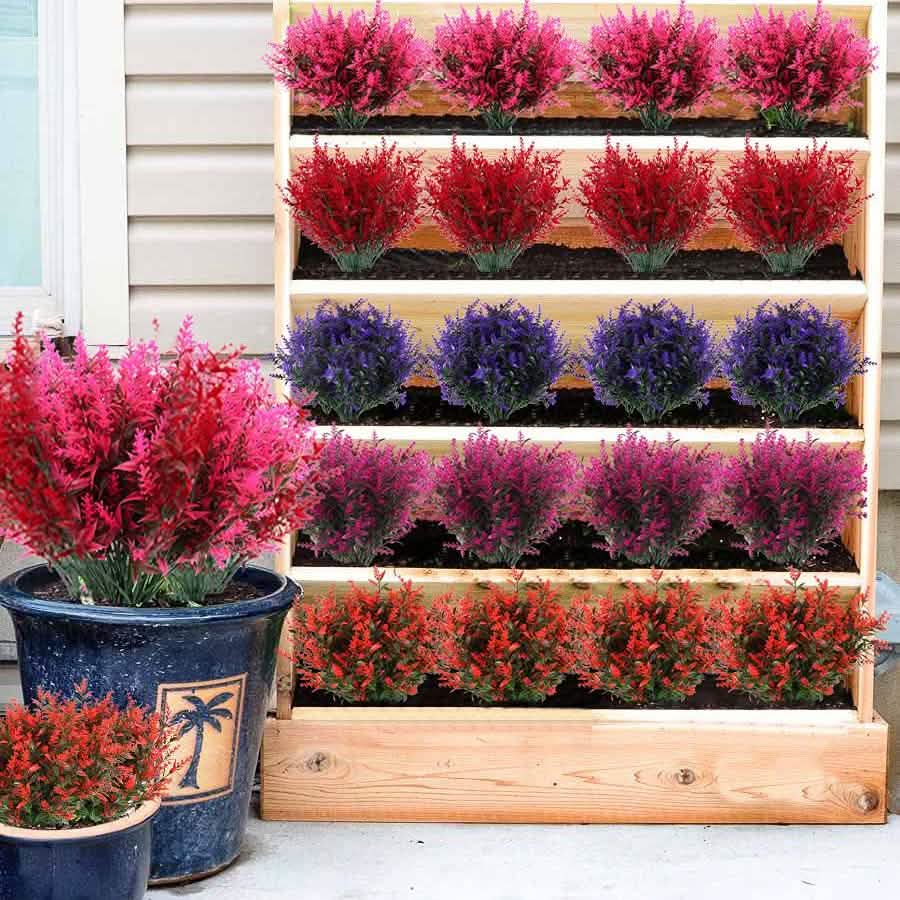 8 Bundles Artificial Lavender Plastic Flower Decorations by DailySale
