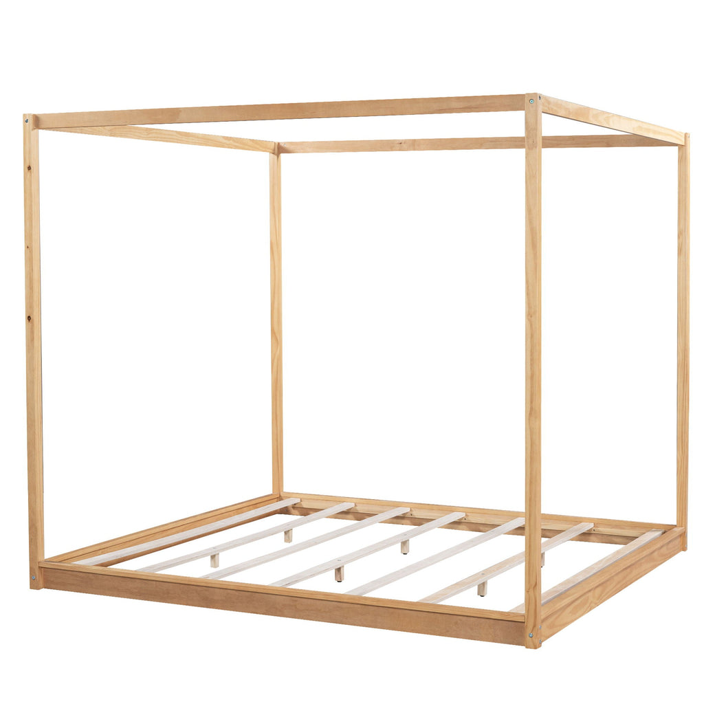 Wood Canopy Platform Bed With Support Legs And Airflow Slats by Unique Piece Furniture