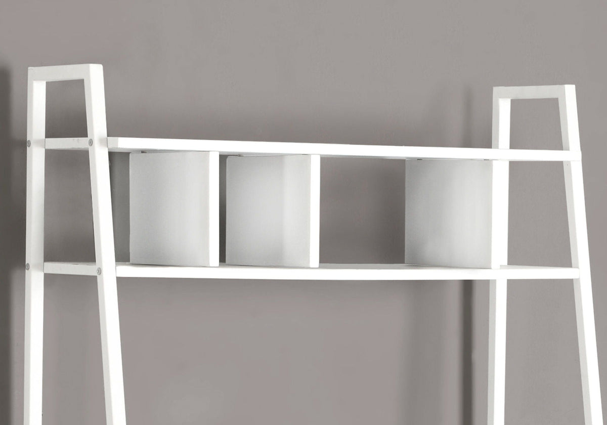 Computer Desk For Home Office, Laptop, Leaning, Storage Shelves, Contemporary & Modern - White by Unique Piece Furniture