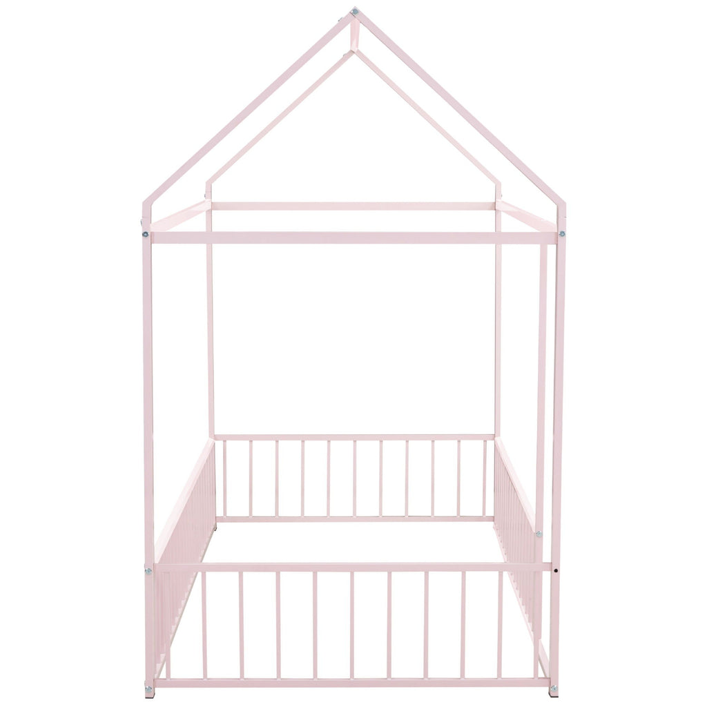 Metal Bed House Bed Frame With Fence by Unique Piece Furniture