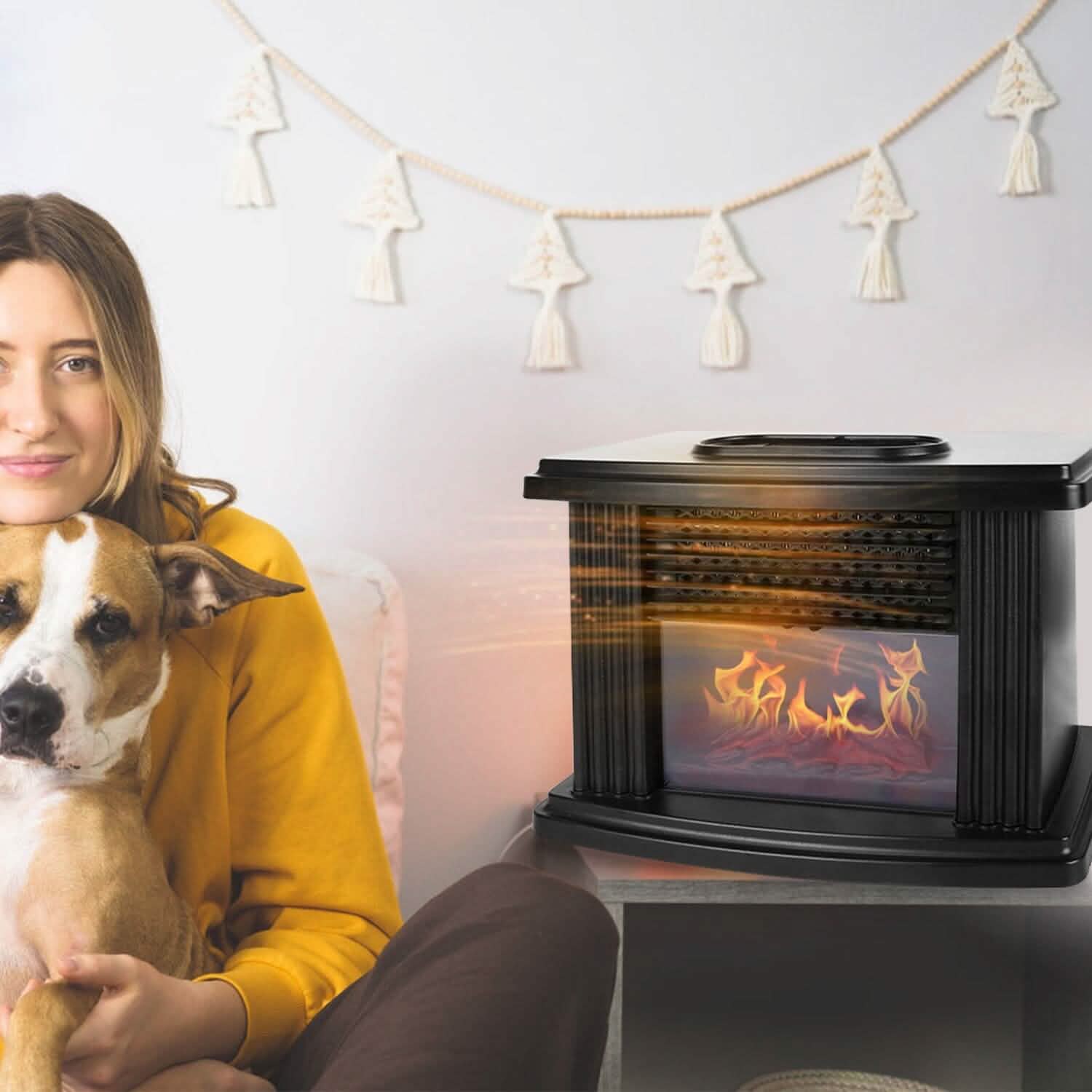 800W Artificial Flame Stove Electric Fireplace Heater by DailySale