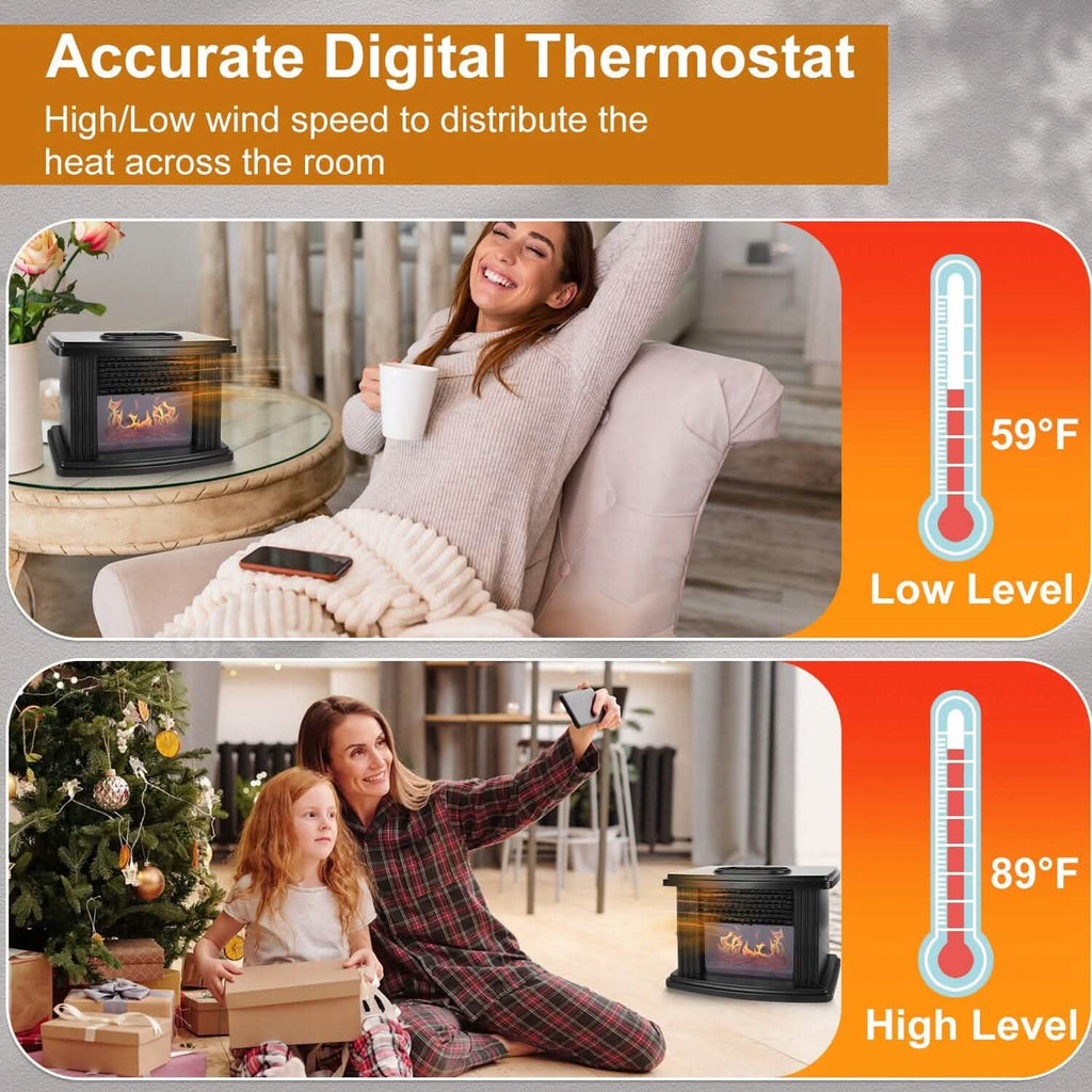 800W Artificial Flame Stove Electric Fireplace Heater by DailySale