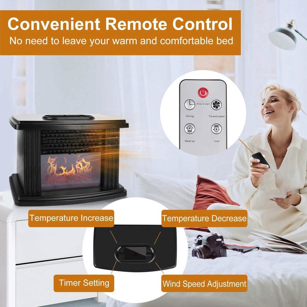 800W Artificial Flame Stove Electric Fireplace Heater by DailySale