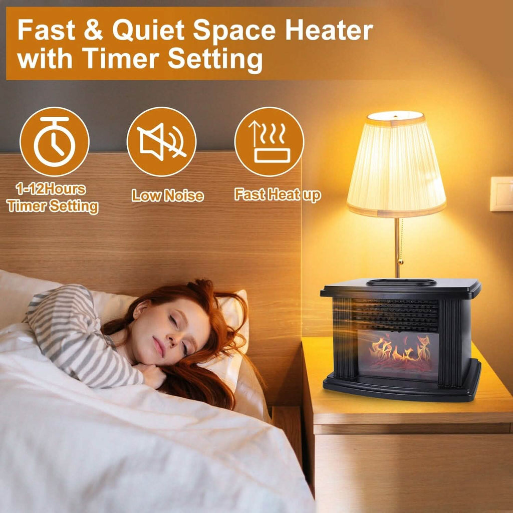 800W Artificial Flame Stove Electric Fireplace Heater by DailySale