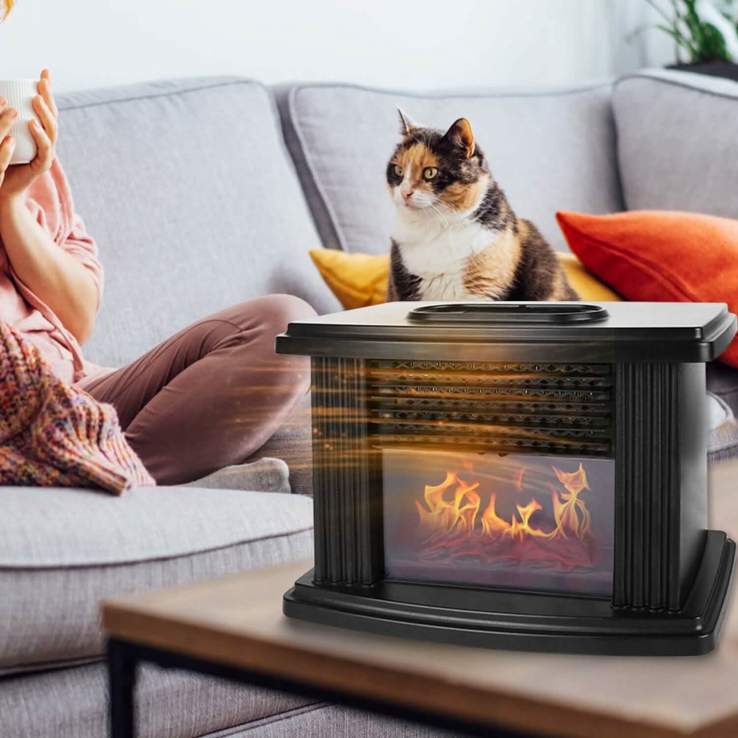 800W Artificial Flame Stove Electric Fireplace Heater by DailySale